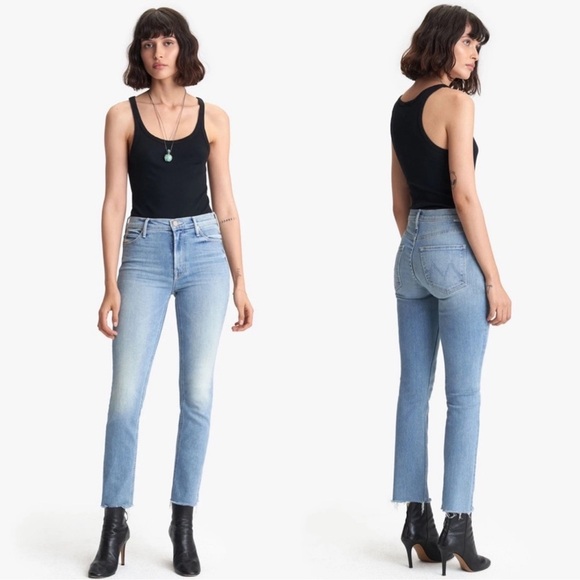 Mother Jeans Dazzler Ankle Fray in Jackpot Denim High Rise - Picture 1 of 13